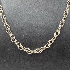Vintage Sterling Silver Fancy Interlocking Double Link Chain Necklace Canada 20"
